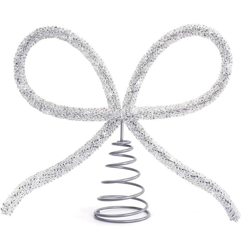 Christmas Tree Topper Bow, Christmas Decor Christmas Topper Xmas Tree Bow Ornaments for Xmas Tree Decoration Holiday Home Party Supplies