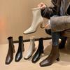 Giant and Thin~ Square Head Rear Zipper Women's Commuting Thick Heel Short Boots