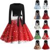 Women's Fashion Round Neck Casual Slim Christmas Printed Long Sleeve Dresses