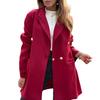 Women's Trench Coat Notch Lapel Double Breasted Mid Long Pea Coat with Pockets Long Sleeve Fall Winter Outwear
