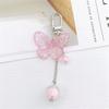 Cute Acrylic Butterfly Keychain Transparant Round Ball Tassel Keyring Women Bag Charm Earphone Case Car Key Pendant DIY Ornament