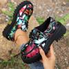 Fashion Fashion Floral Printed Platform Shoes Women 2024 Autumn PU Leather Casual Shoes Woman Comfortable Non Slip Flats Zapatoas Mujer