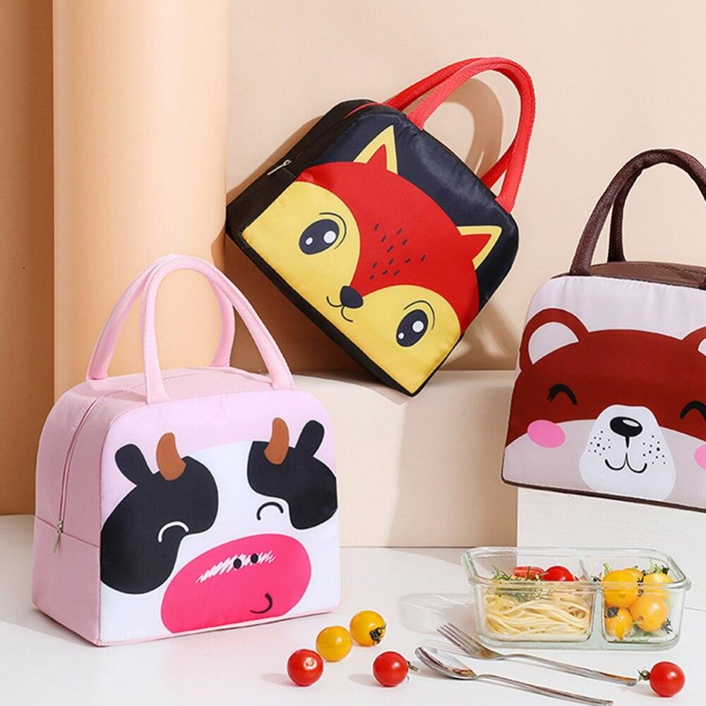 Lunch Box Portable Insulated Lunch Bag Cute Animal Pattern Thermal Food Picnic Aluminum Foil Lunch Bags For Women Kids