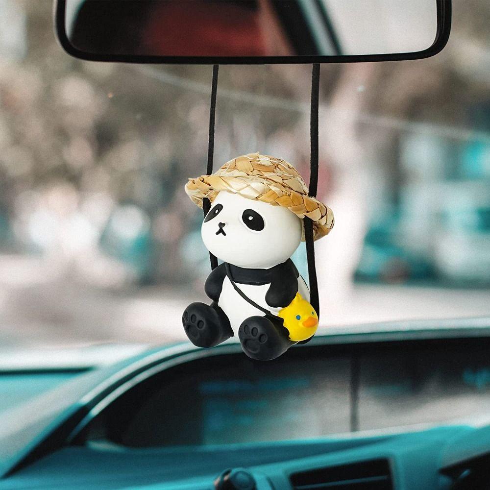 Decoraction Panda Car Pendant Swing Doll Rearview Mirror Hanging Car Hanging Ornament  Car Decor