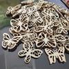 50Pcs Convenient Cartoon Solid Color Butterfly Pieces Handicrafts Shaped Engraved Wood Piece for Students