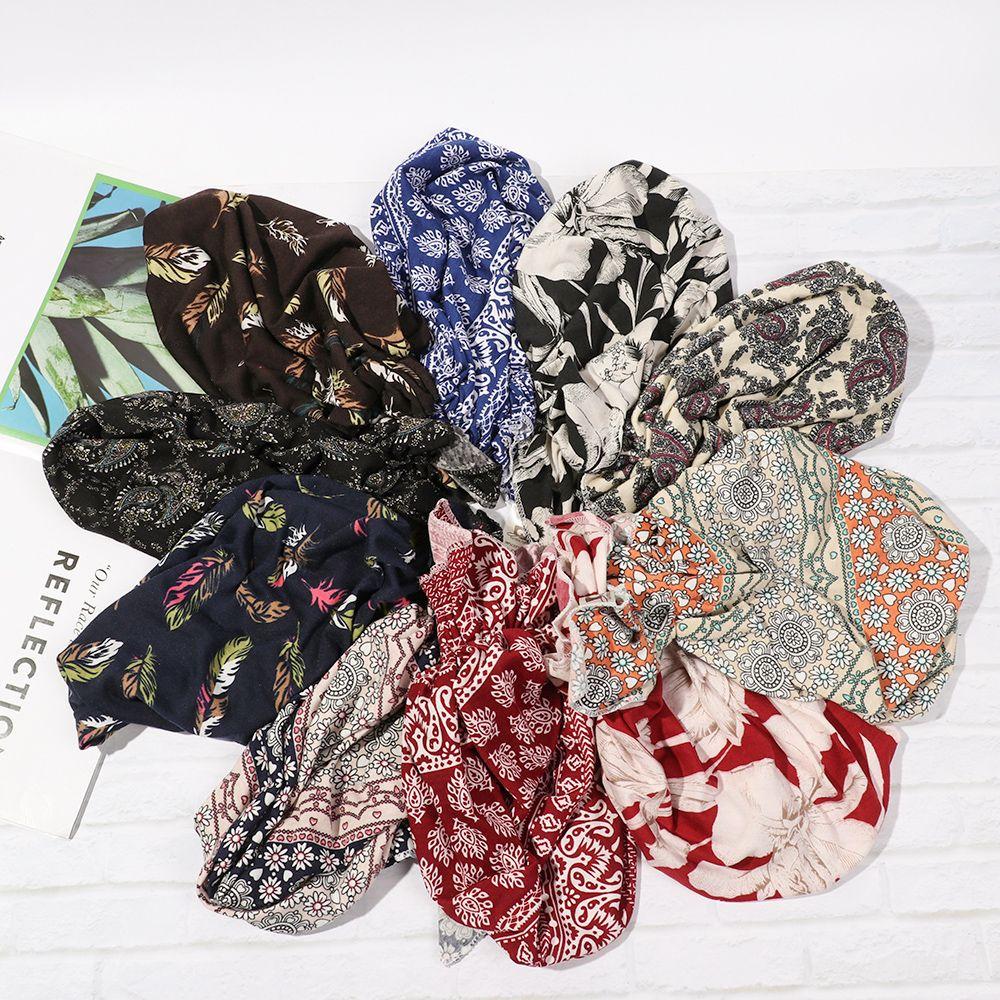 New Fashion Scarf Muslim Printed Headwear Cancer Chemo Hat Turban Hat Head Wrap Cap