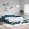 VidaXL Daybed with Trundle and Drawers Blue 100x200 Cm Velvet 3197355