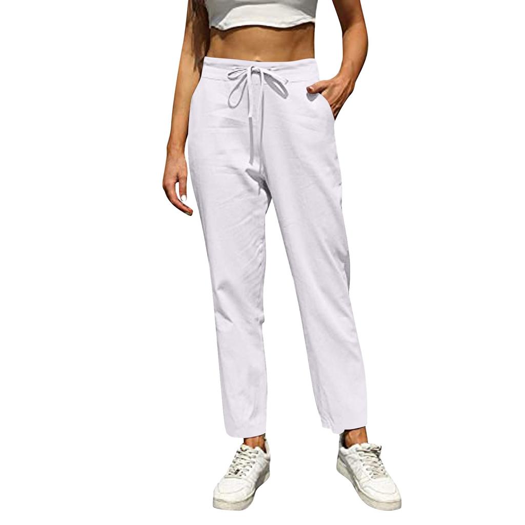 Women's Summer Casual Wide-leg Cotton And Linen High Waist Loose Trousers
