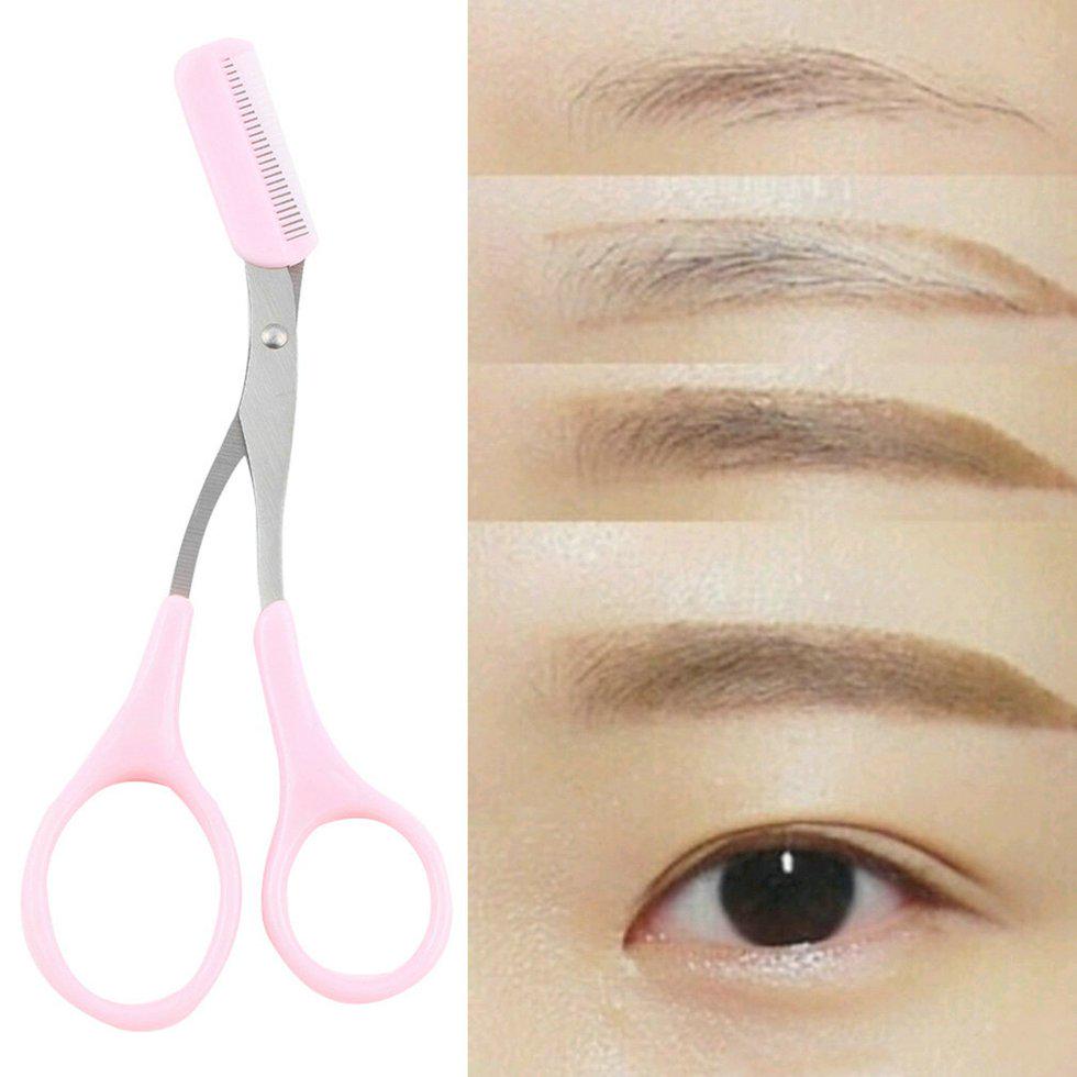 Women Eyebrow Trimmer Comb Eyelash Hair Scissors Cutter Remover Tool