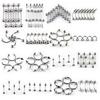 85pcs/set Titanium Steel Tongue Lip Nose Navel Ring Body Piercing Jewelry