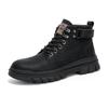 Autumn and Winter Martin Boots Men's High-top British Thick-soled Tooling Men's Boots Winter Velvet Cotton Boots Retro Zhongbang Boots