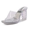 Transparent High Heels Summer New Waterproof Table Thick Heel Multi-color Thick-soled Crystal Sandals Slippers Women's Fashion