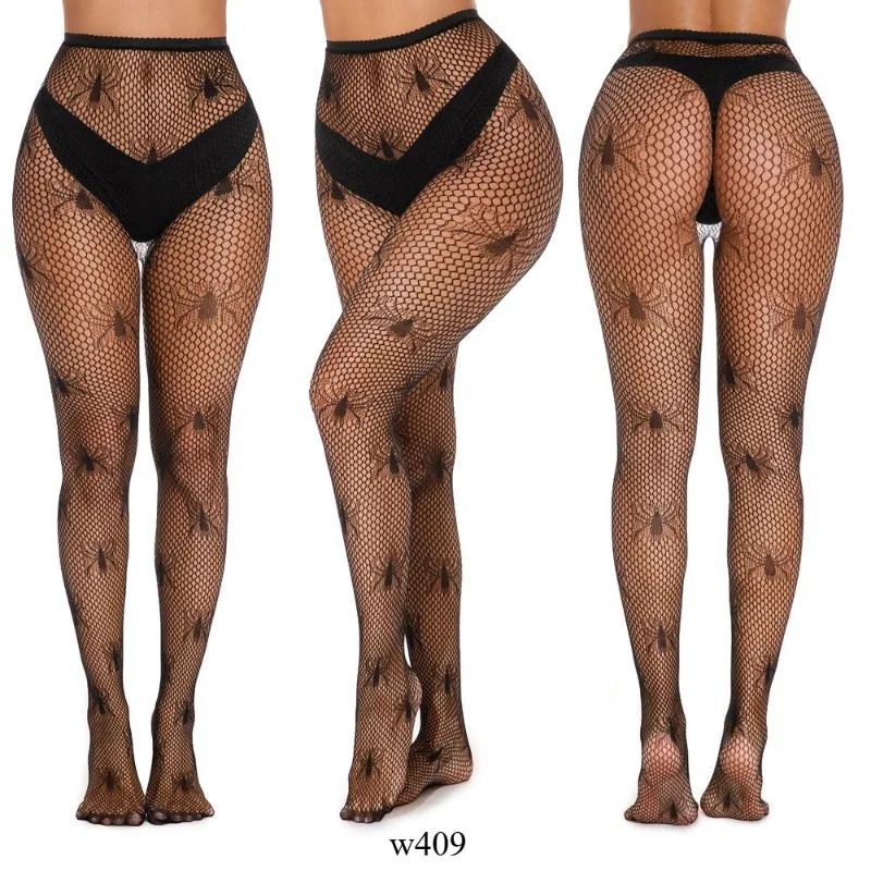 High Elasticity Jacquard Fishing Net  Sexy Silk Stockings Spider Web Silk Stockings White Moon Butterfly Jumpsuit Silk Stockings