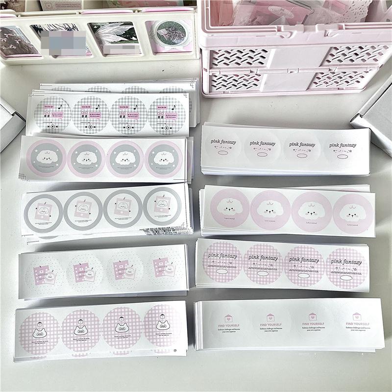 36Pcs Korean INS Ballet Ribbon Bow Round Sealing Sticker Girl 3-inch Photo Card Packing Paper Bag Gift Paper Box DIY Decor Label