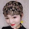 2025 Summer Plum Blossom Lace Beaded Head Wrap for Women - Elegant Casual Hat for Moms & Seniors