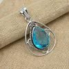 Blue Topaz Gemstone 925 Sterling Silver Handmade Wonderful Pendant Jewelry Antique Gift For Her