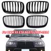 2PCS Car Styling Front Kidney Grill Double Slat Line Grille For BMW X5 E70 X6 E71 2008-2013 Bumper Racing Grills Car Accessories