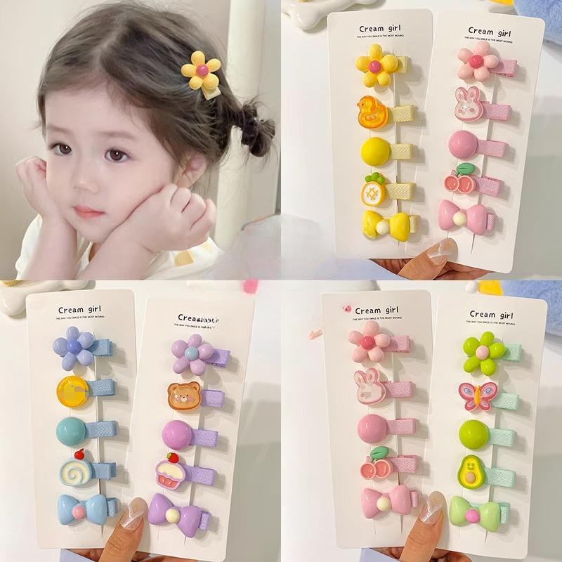 5Pcs Colorful Flower Hairpins For Girls Headwear Sweet Hair Clips Barrettes Kids Fashion Hair Accessories