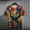 Funny Cat Graphic Men's T-shirt 3D Printed Tees Casual Pullover For Men Summer Sweatshirt Tops Loose Daily Short Sleeve Tees