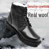 Men's Genuine Leather Winter Boots - Non-Slip, Thickened Cowhide and Wool for Cold Protection