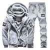 Tracksuit Fleece Hooded Jacket +Pants Sweatshirts Set Hoodies Suit Coat Sportswear Autumn Winter Warm Pullover