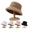 Faux Fur Winter Bucket Hat For Women Solid Warm Female Cap Outdoor Sunscreen Sun Fisherman Hat Lady Cap