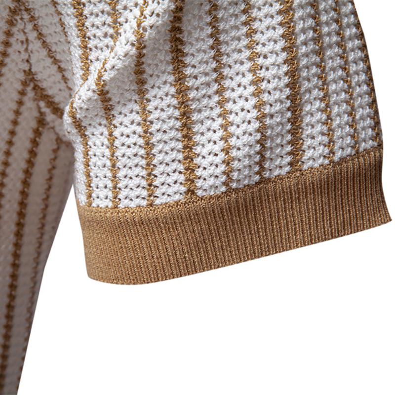 Gant 2025 Summer Embroidered New Men's Short Sleeve Knitted Polo Stripe Fashion Business Polo Shirt for Men