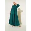 1627 Collar Lace-up Hijab Dress - Emerald Green