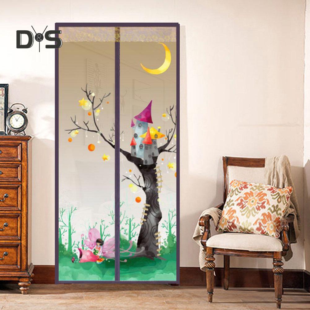 DYS Home Decor Tree Castle Magnetic Window Door Fly Screen Anti Mosquito Mesh Curtain