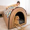 2024 New Dog Kennel Winter Warm Large Dog Oversized Dog House House Closed Winter Removable Golden Pet Four Seasons Use
