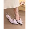 Fairy Wind Bow Pointed Wrinkled Sandals Female 2025 New Fashion Temperament with Skirt High Heels Single Shoes