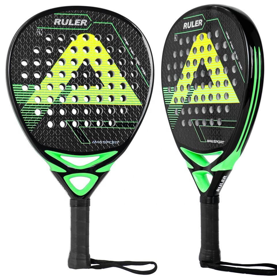 AMASPORT Carbon Fiber Racket All Carbon and EVA Memory Elastic Foam Core Racket Diamond Senior Player Ball