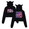 KPop Demon Hunters Hoodie Fashion Cat Ears Women Sweatshirt Long Sleeve Pullover Hooded Girls Cartoon Crop Tops Women's Clothes