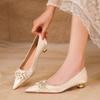 Flower Pearl Women High Heels Shoes Crystal Luxury Sandals Elegant 2025 Trend New Summer Pointed Toe Shoes Woman Pumps Zapatos