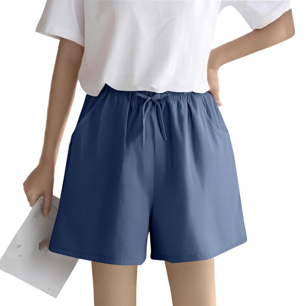 Women's Solid Color Linen Cotton Hemp Casual Sports Casual Shorts Pants