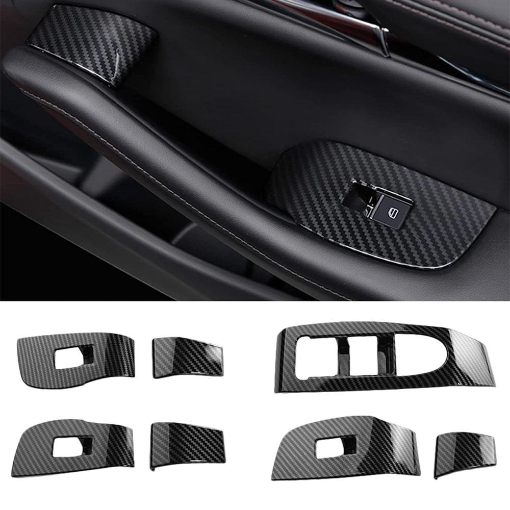 Car Window Control Lift Switch Panel Cover Trim Carbon Fiber for Mazda 3 CX-30 2024 2025 2022 2021 2020 Decoration Accessories