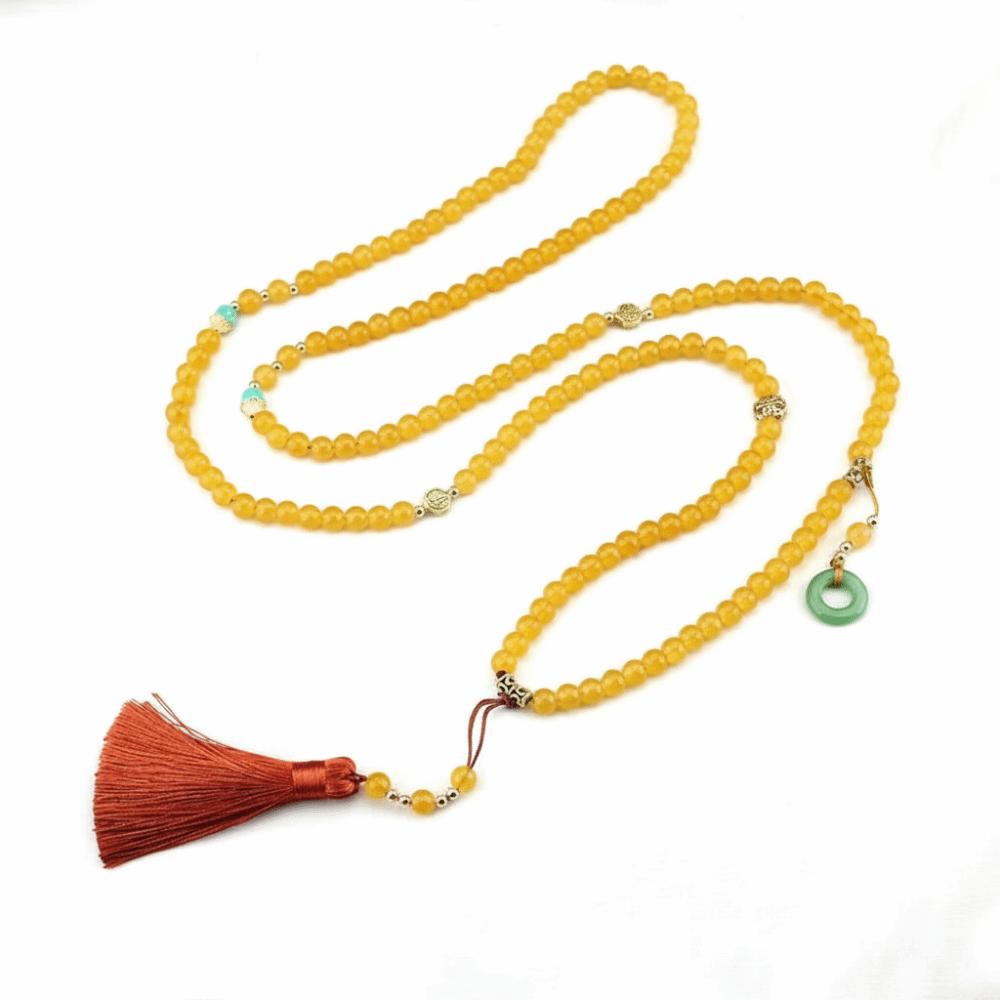 108 Beadeds Fringe Chinese Style Necklace Traditional Cheongsam Sweater Chain Necklace  Women Girls