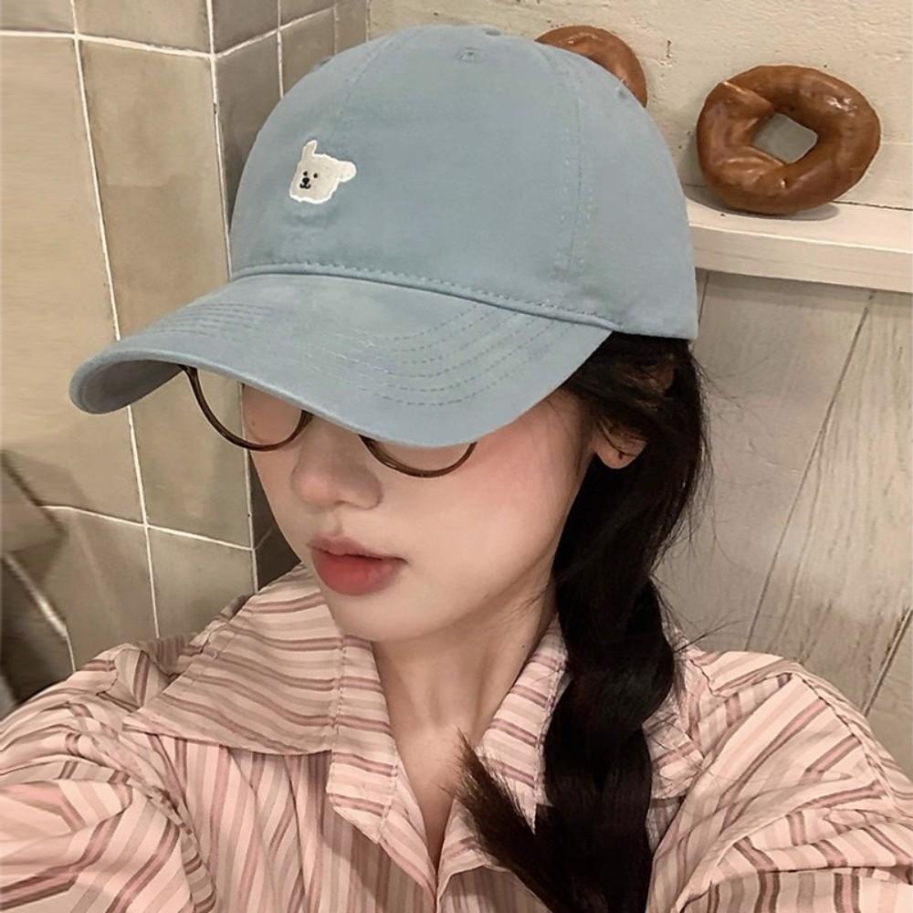 Korean Puppy Embroidery Cap Cotton Snapback Hat Trend Men Women Baseball Cap Outdoor