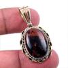 Natural Mahogany Obsidian Gemstone 925 Solid Silver Two Tone Pendant 1.50'' h1K32