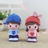 Creative Rabbit Hat Couple Resin Figurines for Home and Car Decor