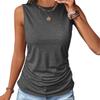Women's Knitted Plus Size Sleeveless Round Neck Tank Top - Slim Fit with Side Pleats