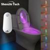 Induction LED Light: USB Rechargeable RGB Toilet Night Light for Family Bathrooms - Adjustable, Color Changing, Wall Hanging, Remote Switch