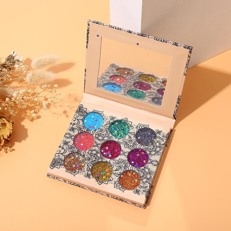 9-color Diamond Sequin Eyeshadow Palette Pearlescent Matte Waterproof Pink Diamond Eyeshadow Palette