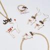 4pcs/set Christmas Necklace Earrings Bracelet Ring Four-piece Christmas Ornaments Xmas Gift Sjewerly Sets for Women