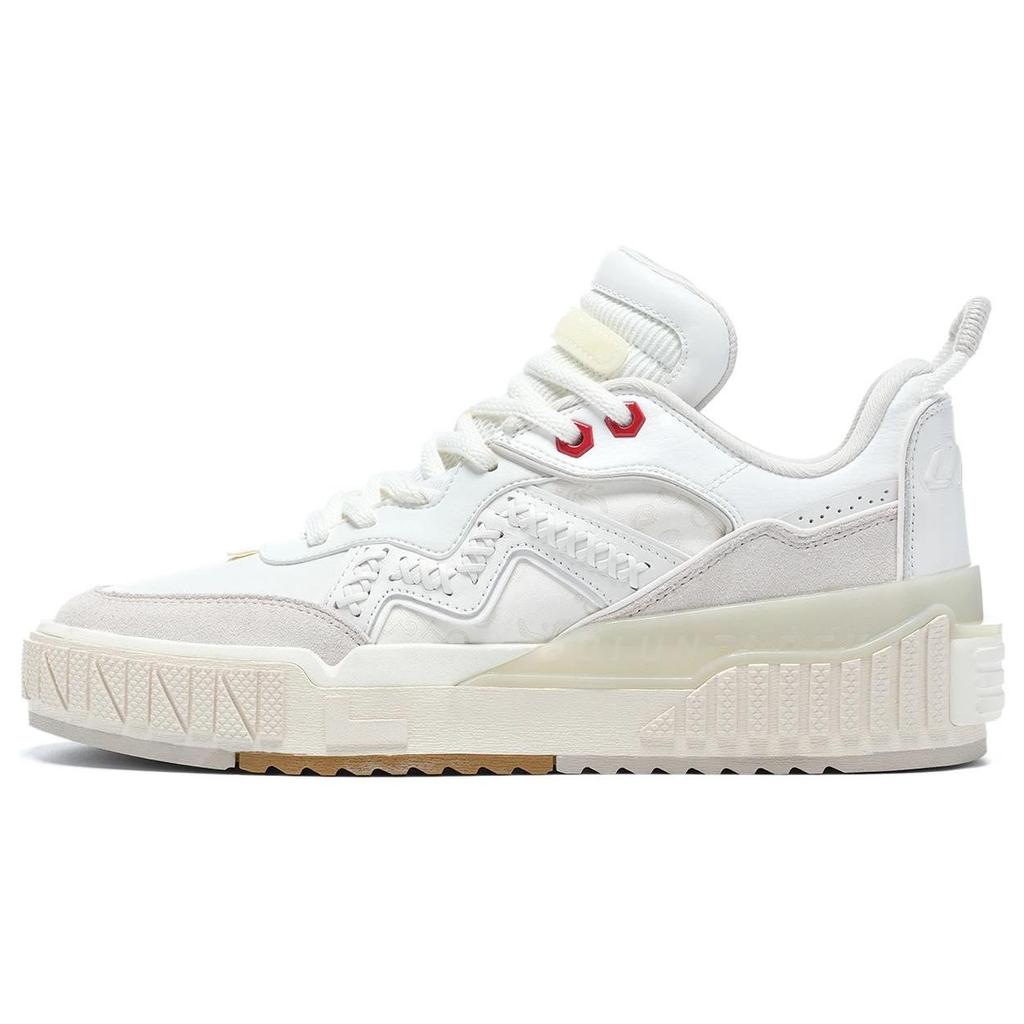 Li Ning 001 Unblock Non-Slip Wear-Resistant Low-Top Skate Shoes Men Sneakers Cloud-White Pearl-White AGCT001-1