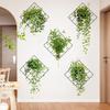 3D Vivid Green Plants Grid Wall Decal Removable DIY Green Leaves Wall Sticker Home Decor Murals Paper Decoration for Bedroom Living Room Bathroom