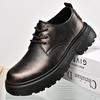 Fashion Luxury Brand Wear Resistant Oxford Shoes British Style Thick Bottom Round Head Lace Up Work Shoes Formal Business Leather Shoes