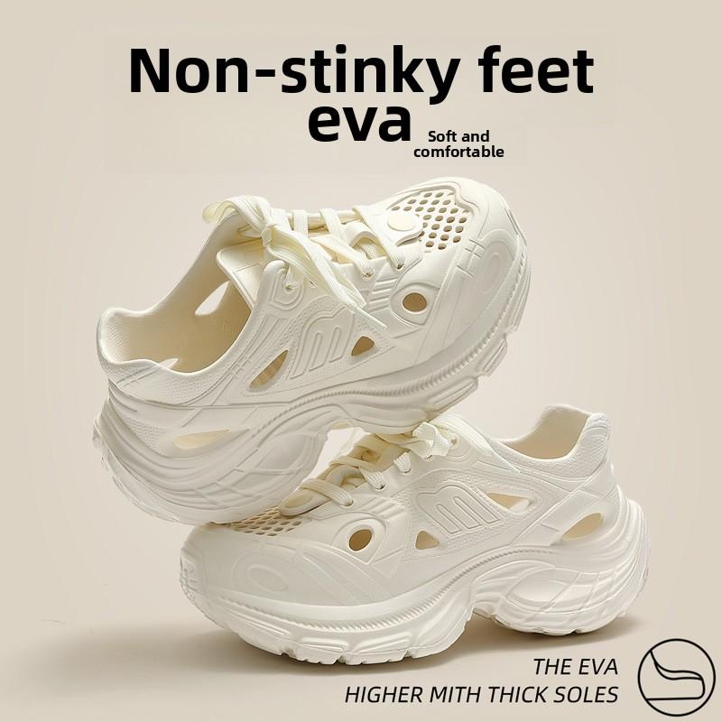 Height Increasing Hole Shoes for Women and Men, Thick Soled Beach and Seaside Anti Slip EVA Anti Odor Toe Cap Cool Mop for Women and Men
