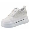 Fashion White Shoes Women's 2024 Summer New Mesh Breathable Women's Shoes Inner Height Increase 8cm Thick Bottom Casual Mesh Sneakers