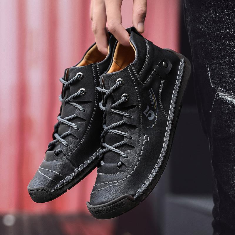 Men's Hand-made Super Fiber PU Rubber Soft Sole Lightweight Wear-resistant Non-slip Casual Shoes